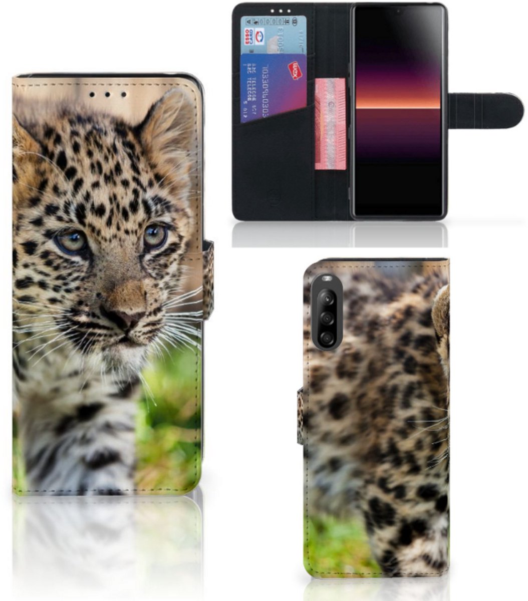 Sony Xperia L4 Telefoonhoesje met Pasjes Baby Luipaard