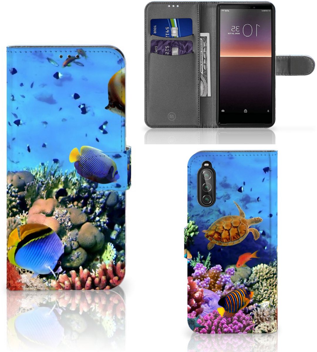 Book Case voor Sony Xperia 10 II Telefoonhoesje met Pasjes Vissen