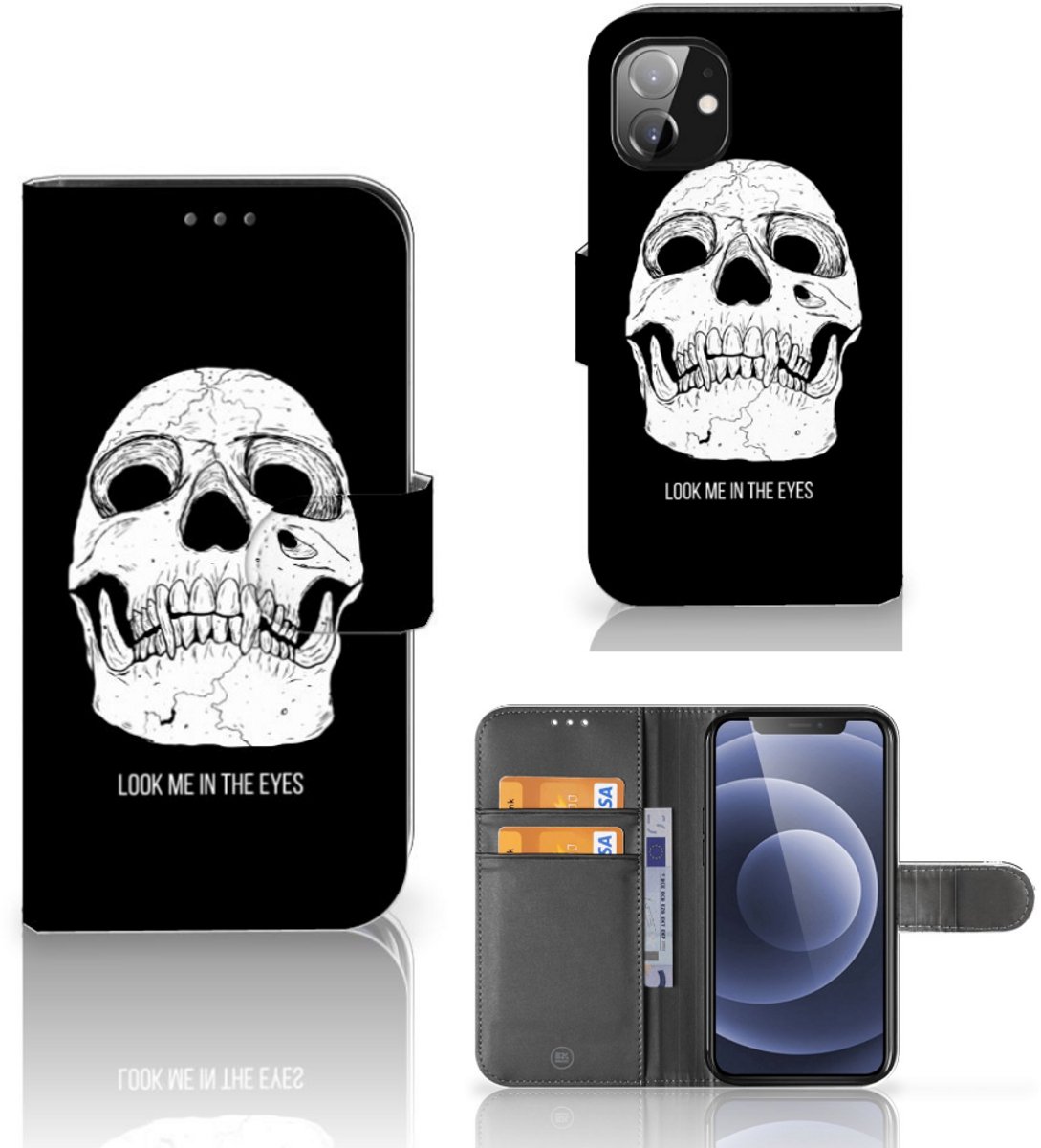 Book Case voor Telefoonhoesje met Naam Apple iPhone 12 Mini Skull Eyes