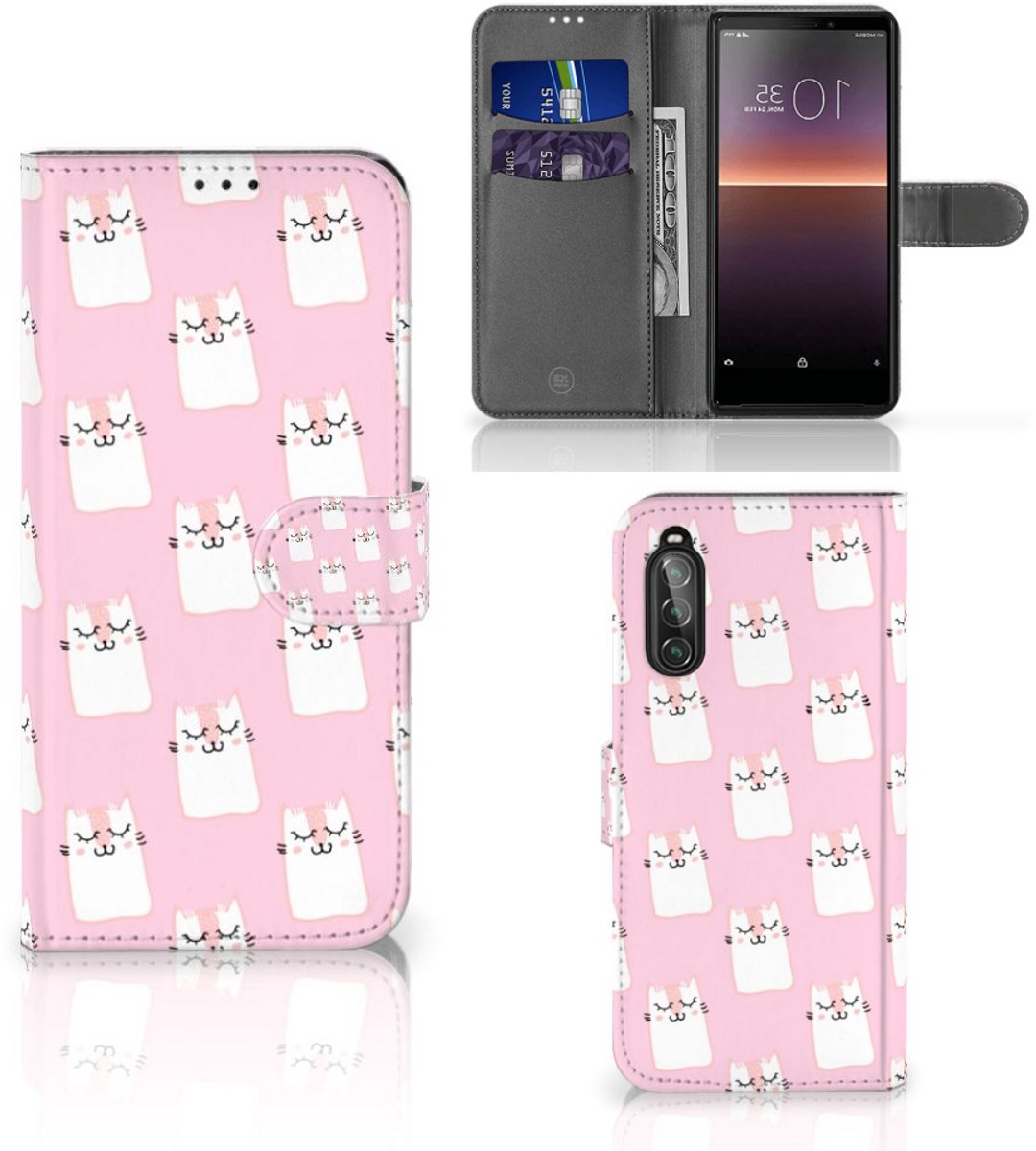 Book Case voor Sony Xperia 10 II Telefoonhoesje met Pasjes Sleeping Cats