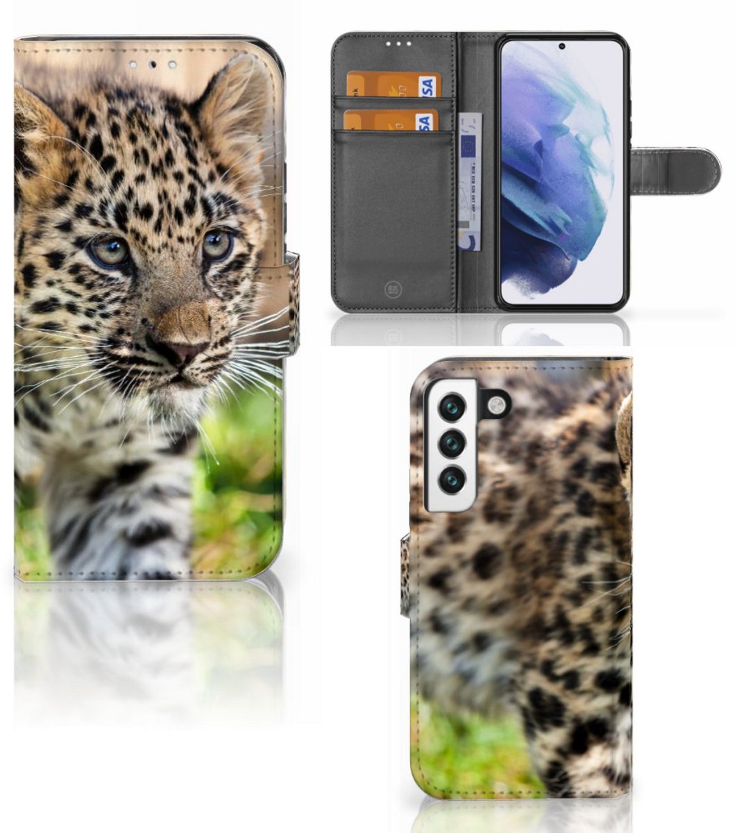 Samsung Galaxy S22 Telefoonhoesje met Pasjes Baby Luipaard