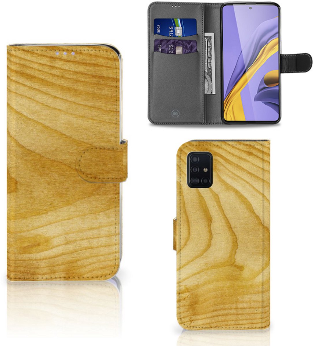Samsung Galaxy A51 Book Style Case Licht Hout