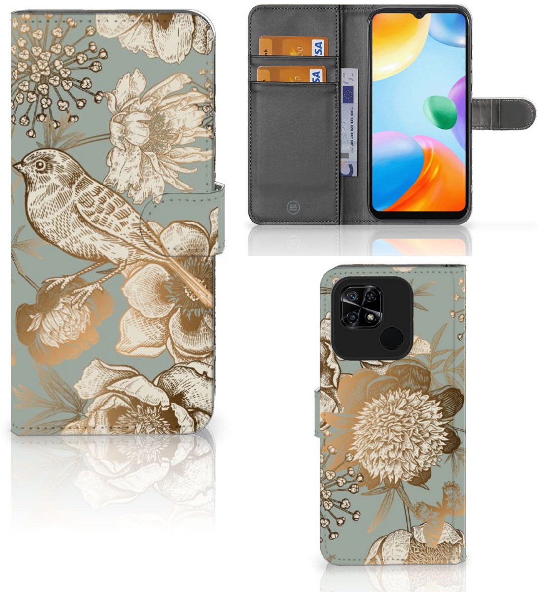 Hoesje voor Xiaomi Redmi 10C Vintage Bird Flowers
