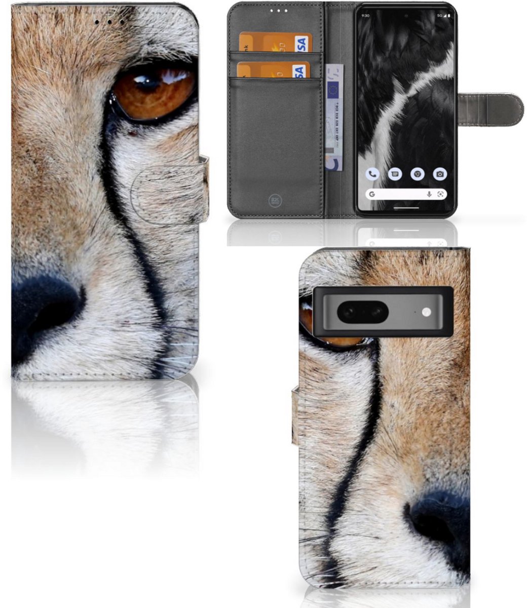Book Case voor Google Pixel 7 Telefoonhoesje met Pasjes Cheetah