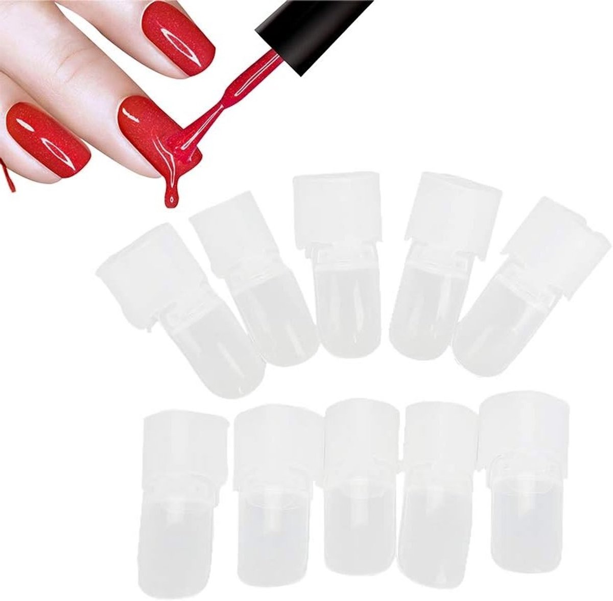 10 Stuks Nagellak Beschermende Tips, Manicure Vingerbescherming, Nagelkunst Cover voor Bescherming Tegen Vlekken en Schade