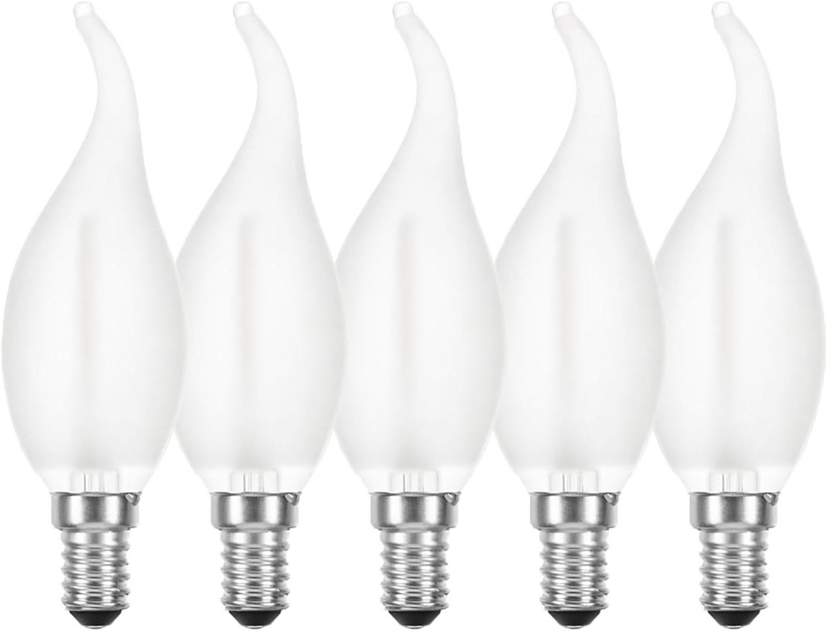NCC-Licht LED Filament Windstoot Kaars 4W = 40W E14 MAT Gloeilamp warm wit 2700K (1 stuks)