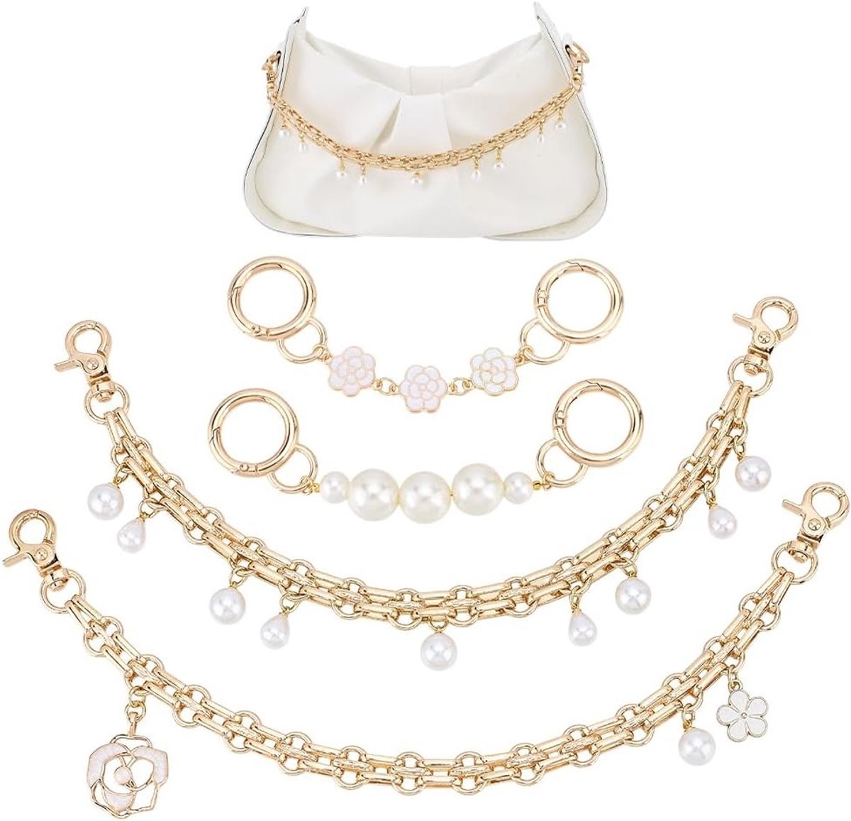 4 Stijlen Wallet Chain Decoratieve Tas Ketting Extender voor Handtassen, Schoudertassen en Portemonnees - Verlengkettingen voor Reparatie en Accessoires