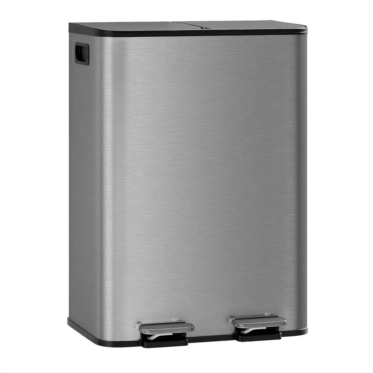 Dubbele Prullenbak 2x30L - RVS Pedaalemmer - Mat Grijs