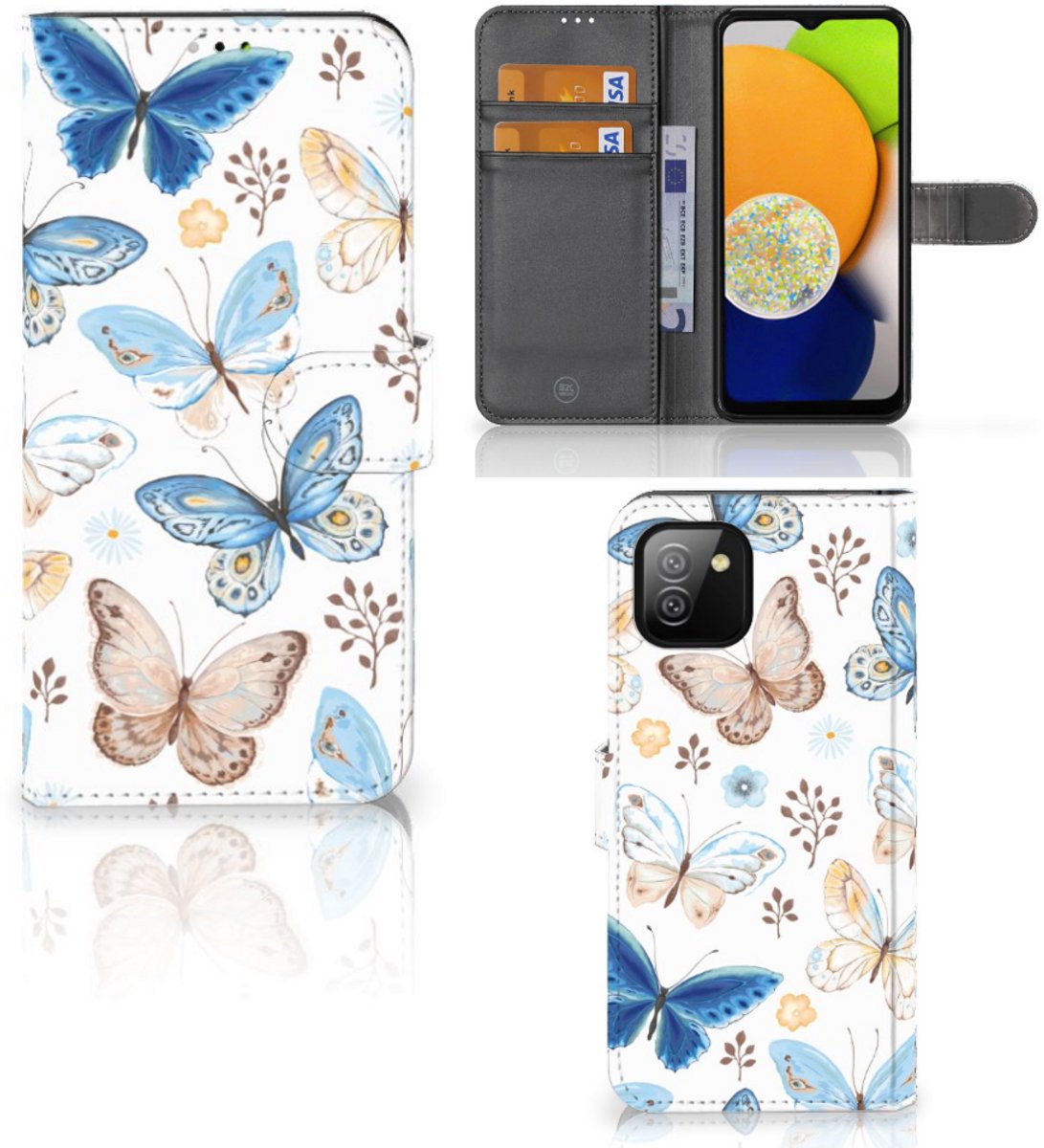 Telefoonhoesje met Pasjes voor Samsung Galaxy A03 Vlinder