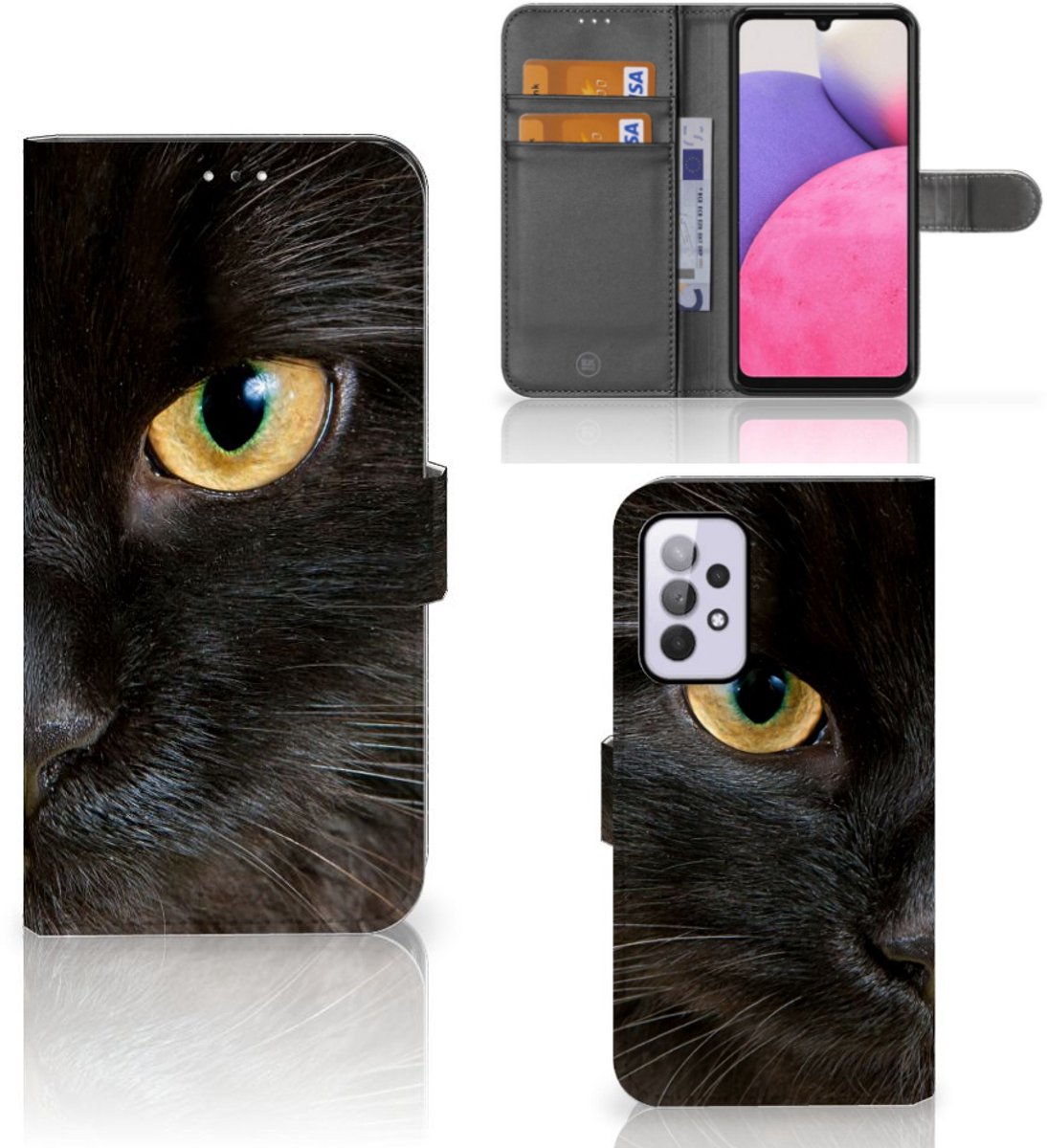 Samsung Galaxy A33 5G Telefoonhoesje met Pasjes Zwarte Kat