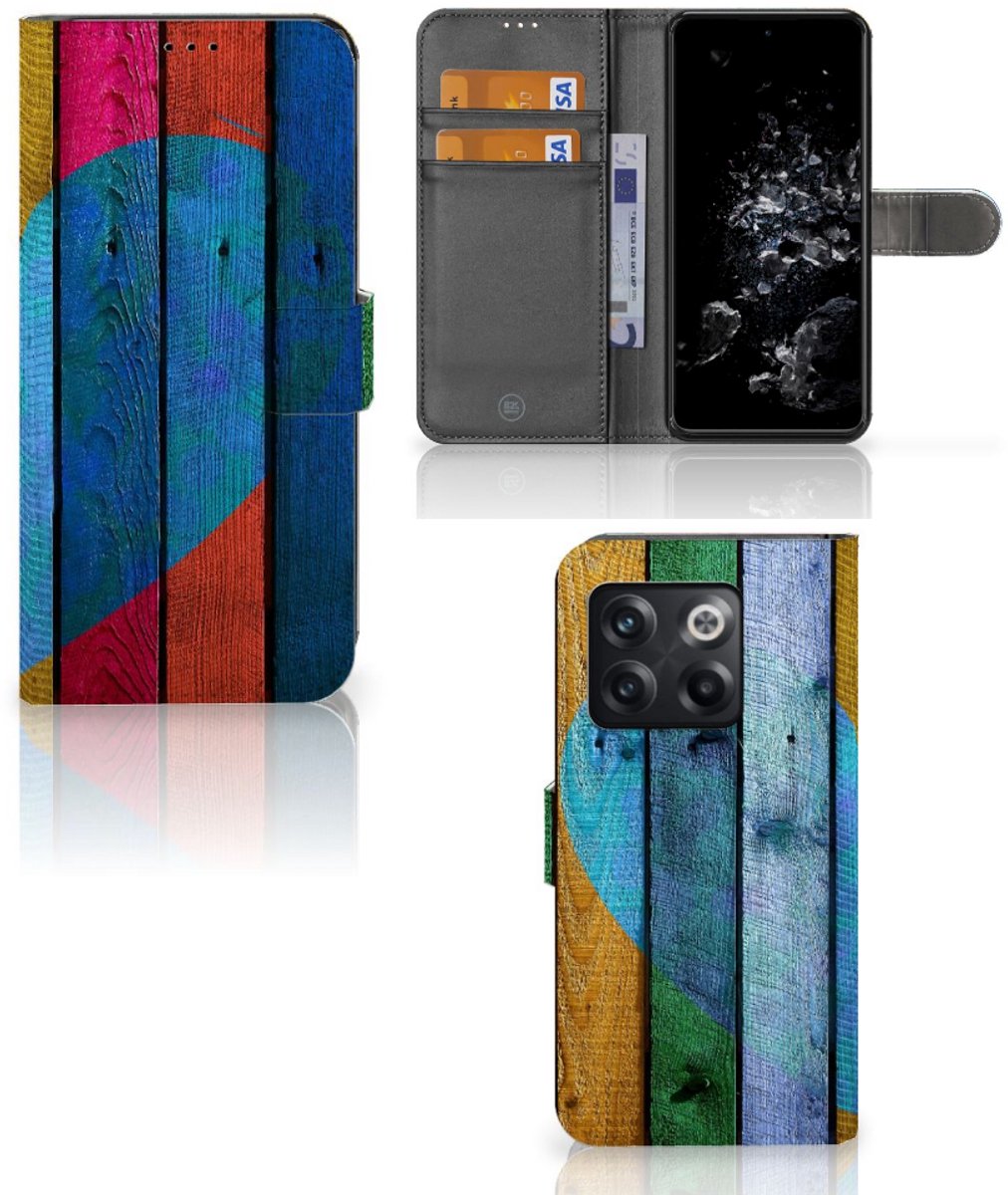 OnePlus 10T Book Style Case Wood Heart - Cadeau voor je Vriend