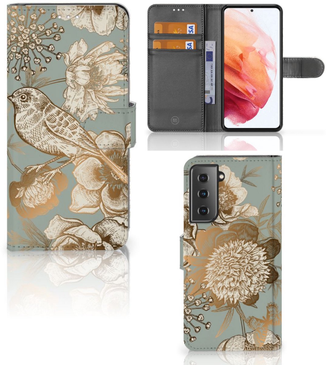 Hoesje voor Samsung Galaxy S21 Vintage Bird Flowers