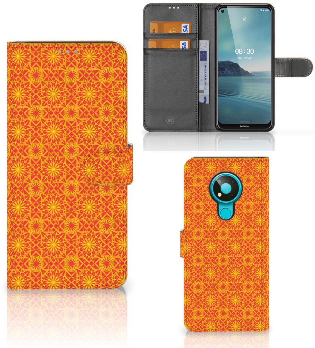 Nokia 3.4 Telefoon Hoesje Batik Oranje
