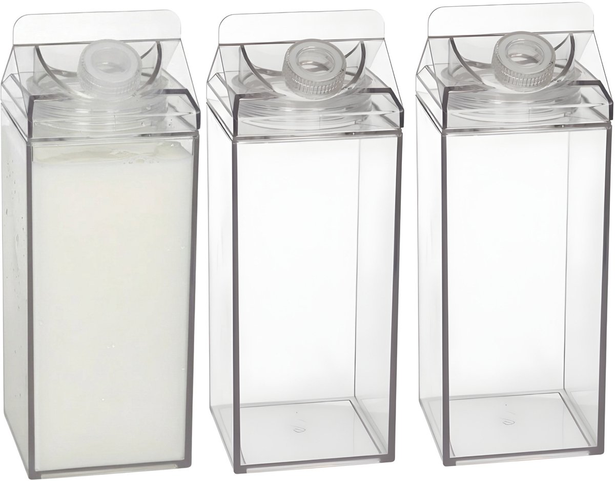 Gerimport Koelkast organizer - 3x - sap / melk kan - met dispenser deksel - 1,1 liter - kunststof