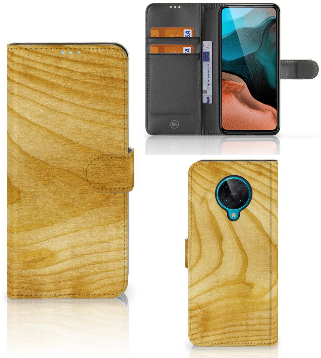 Xiaomi Poco F2 Pro Book Style Case Licht Hout