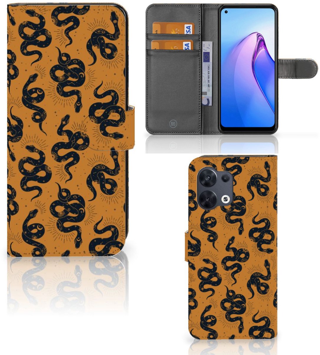 Telefoonhoesje met Pasjes voor OPPO Reno8 Snakes