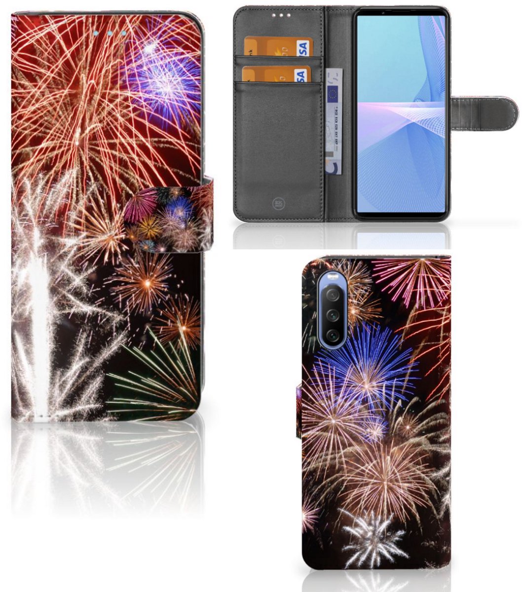 Sony Xperia 10 III Wallet Case met Pasjes Vuurwerk