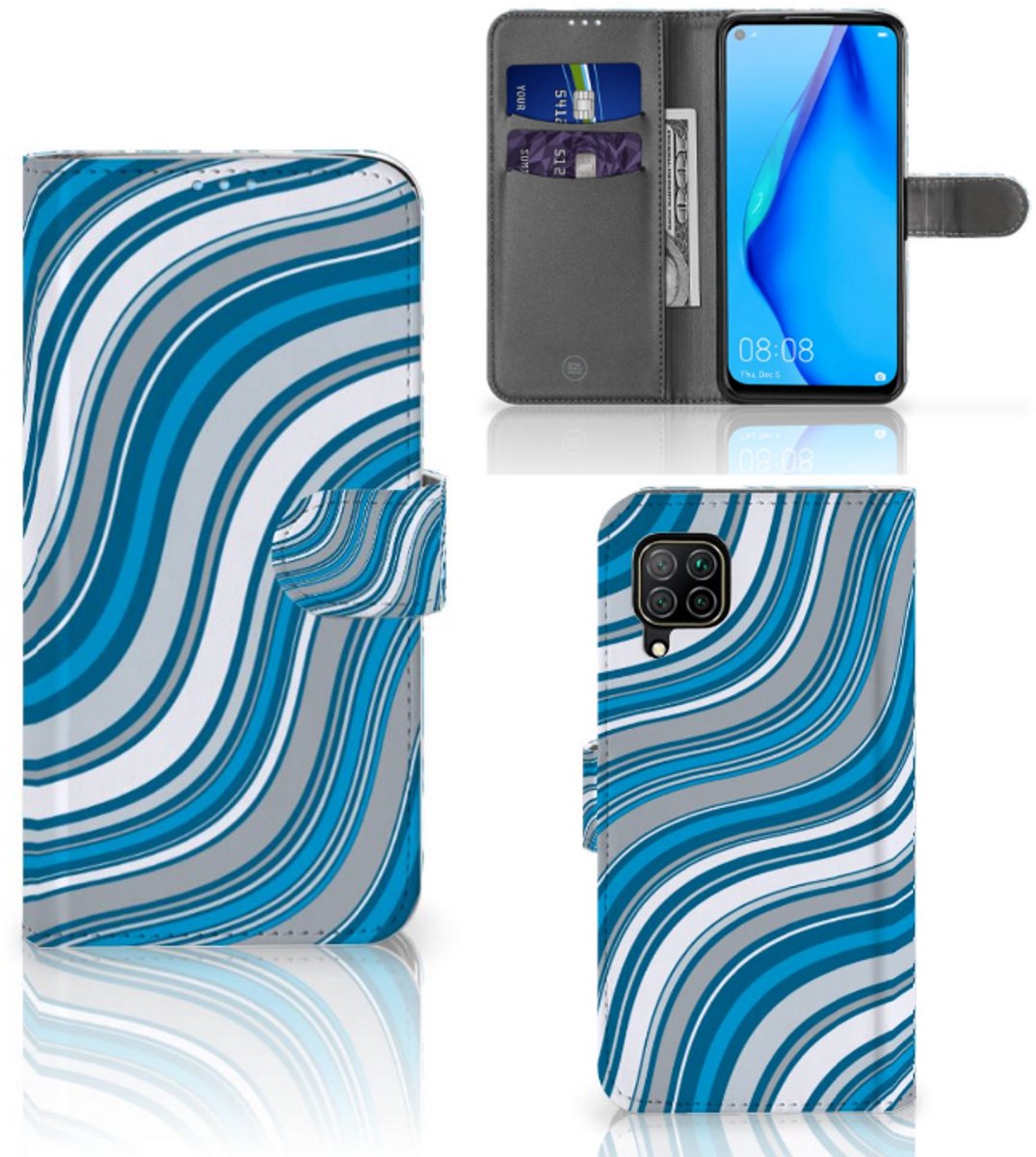 Huawei P40 Lite Telefoon Hoesje Waves Blue