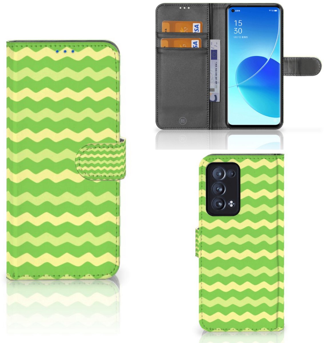 OPPO Reno 6 Pro Plus 5G Telefoon Hoesje Waves Green