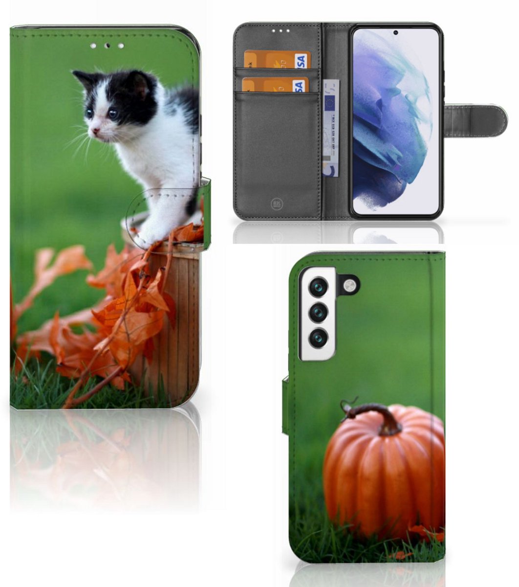 Samsung Galaxy S22 Telefoonhoesje met Pasjes Kitten