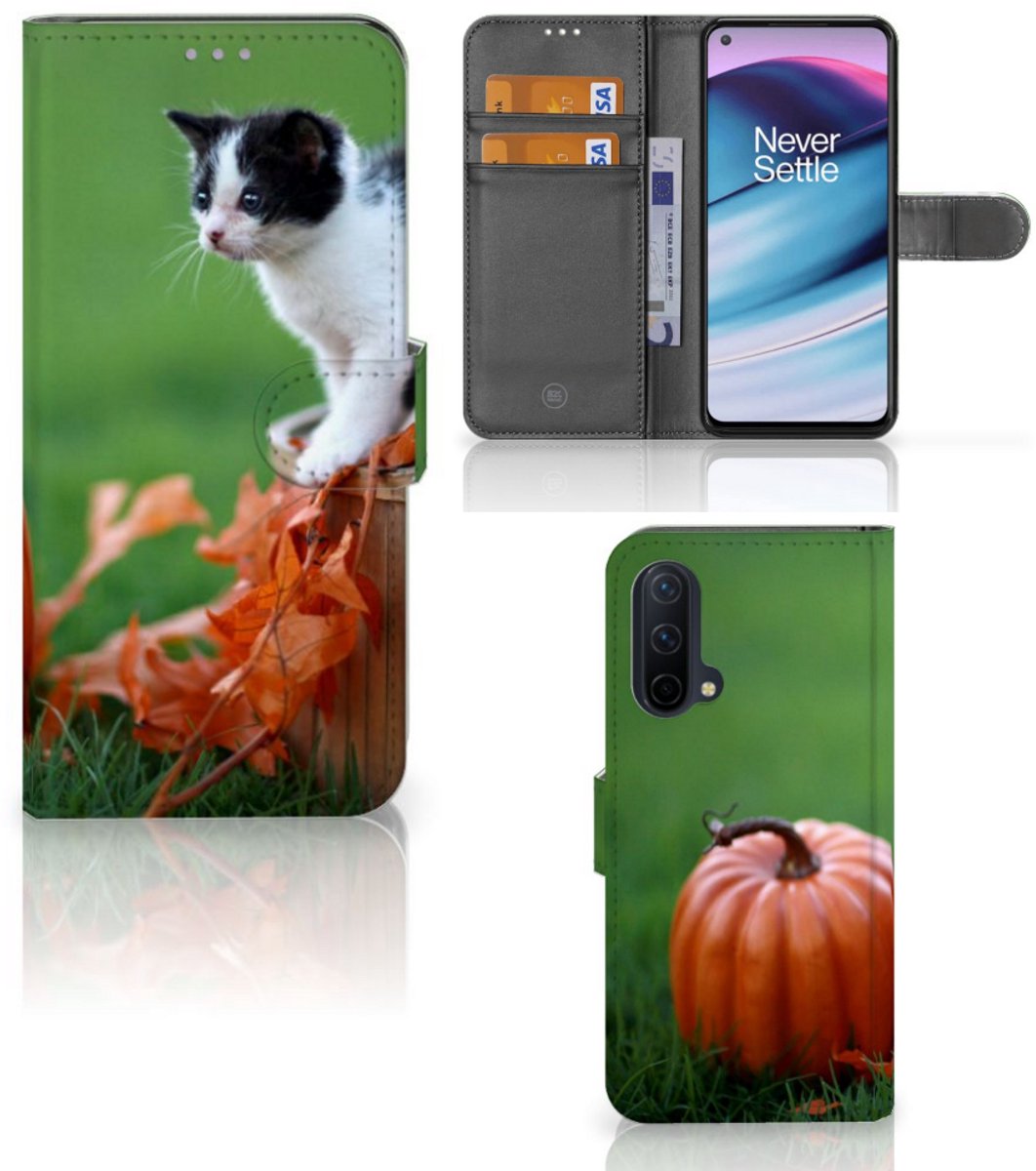 Book Case voor OnePlus Nord CE 5G Telefoonhoesje met Pasjes Kitten