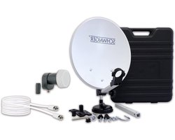 Satellietschotel Set - Ontvangstsysteem SAT - Een deelnemer SAT installatie - Compleet pakket met koffer - 35 cm - Lichtgrijs