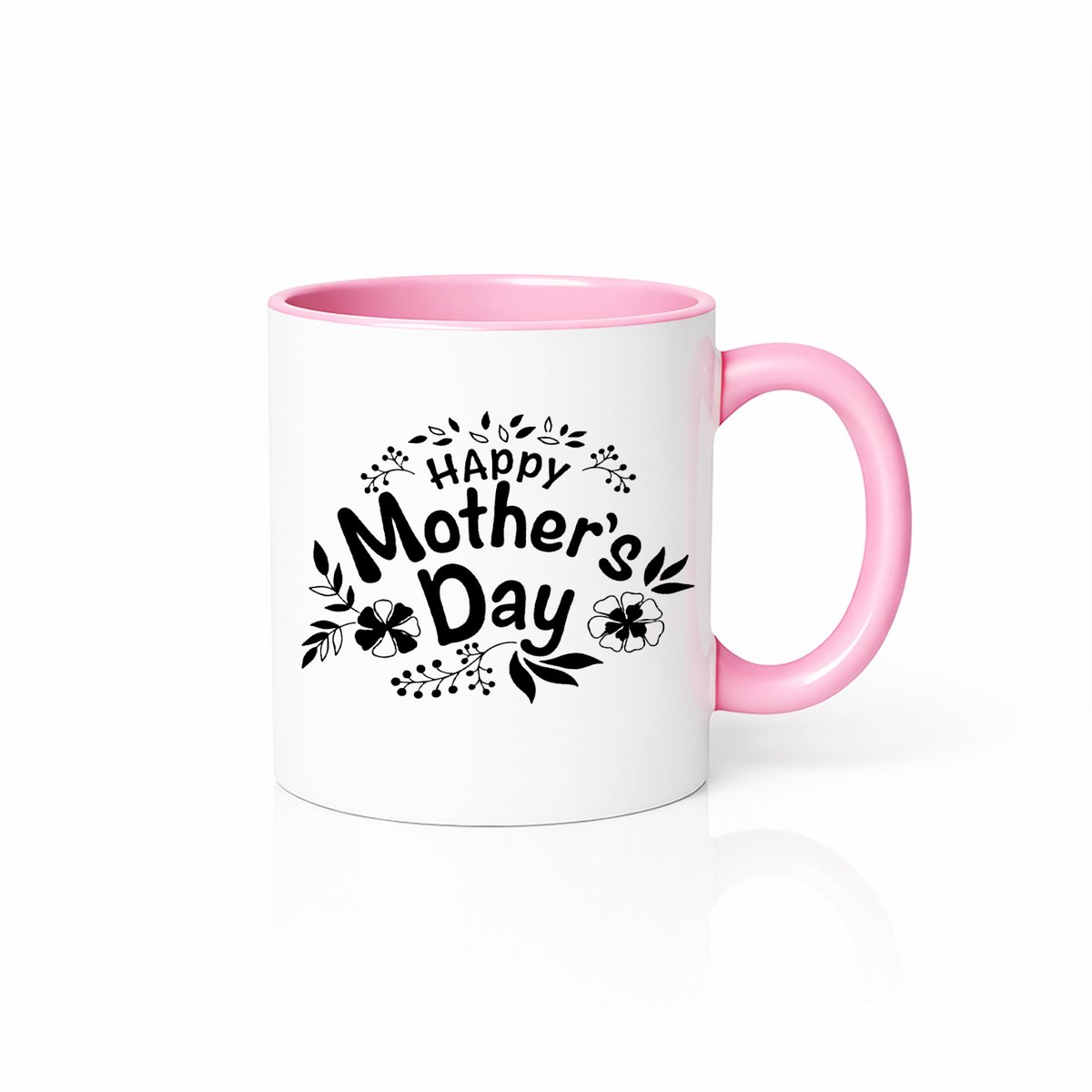 Moederdag Mok Bloemen - Roze en Wit Decoratief Cadeau - Koffiebeker