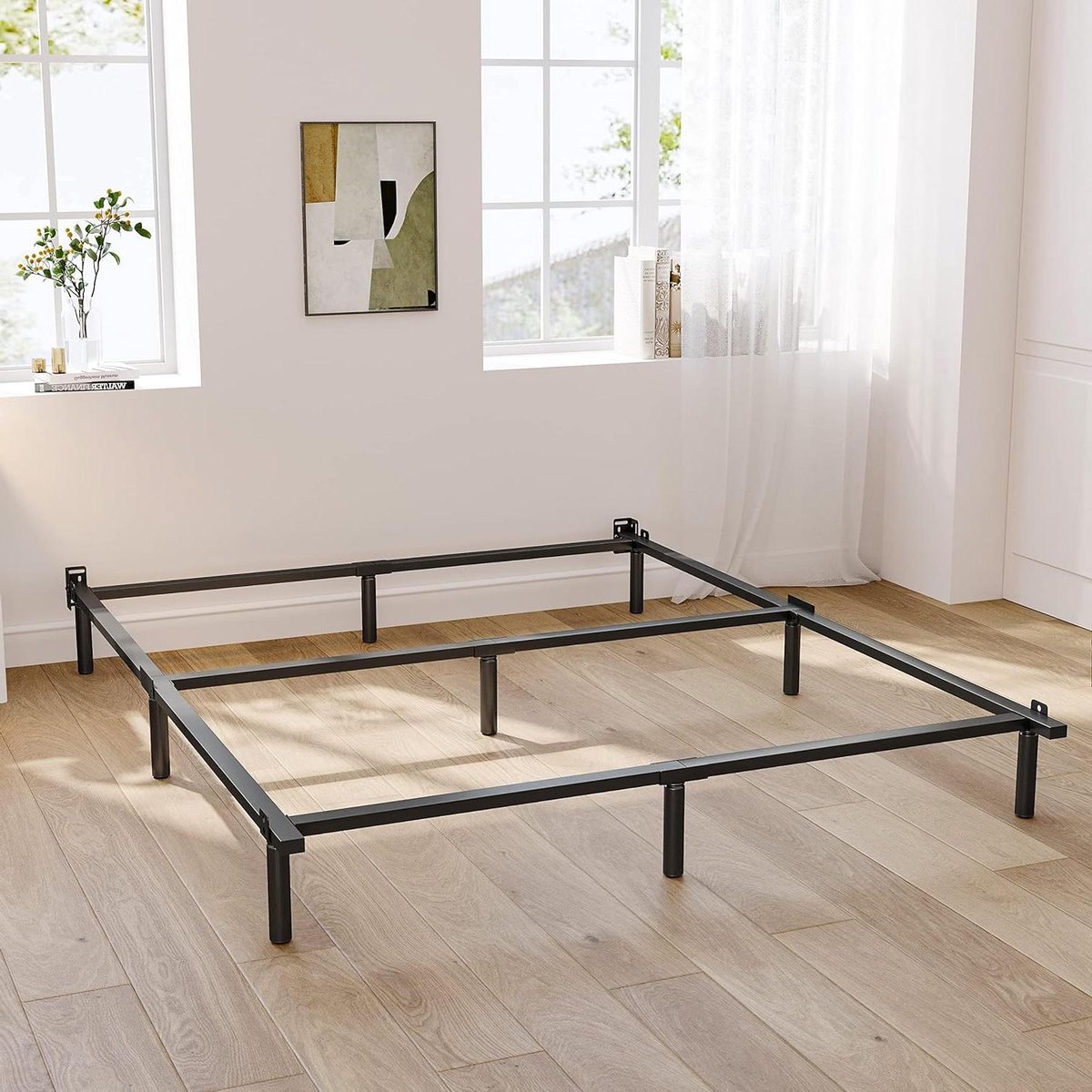 Bedframe - Bedbodem Boxspring - Stevig Slapen - 9 Poten - 190x137 cm - Zwart