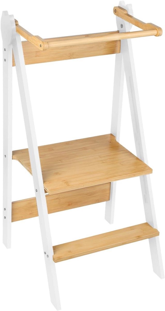 Leertoren Kinderen - Hulpmiddel Keuken - Kinderen Helpen - In Hoogte Verstelbaar - 88 x 45 x 45 cm - Wit