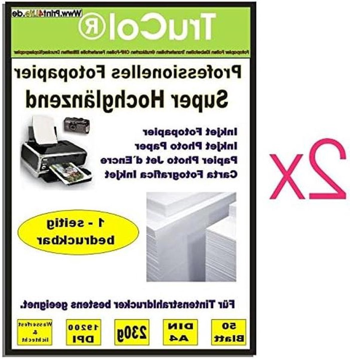 Fotopapier A4 - Glanzend papier - Foto's printen - Snel droog - 100 vellen - Wit