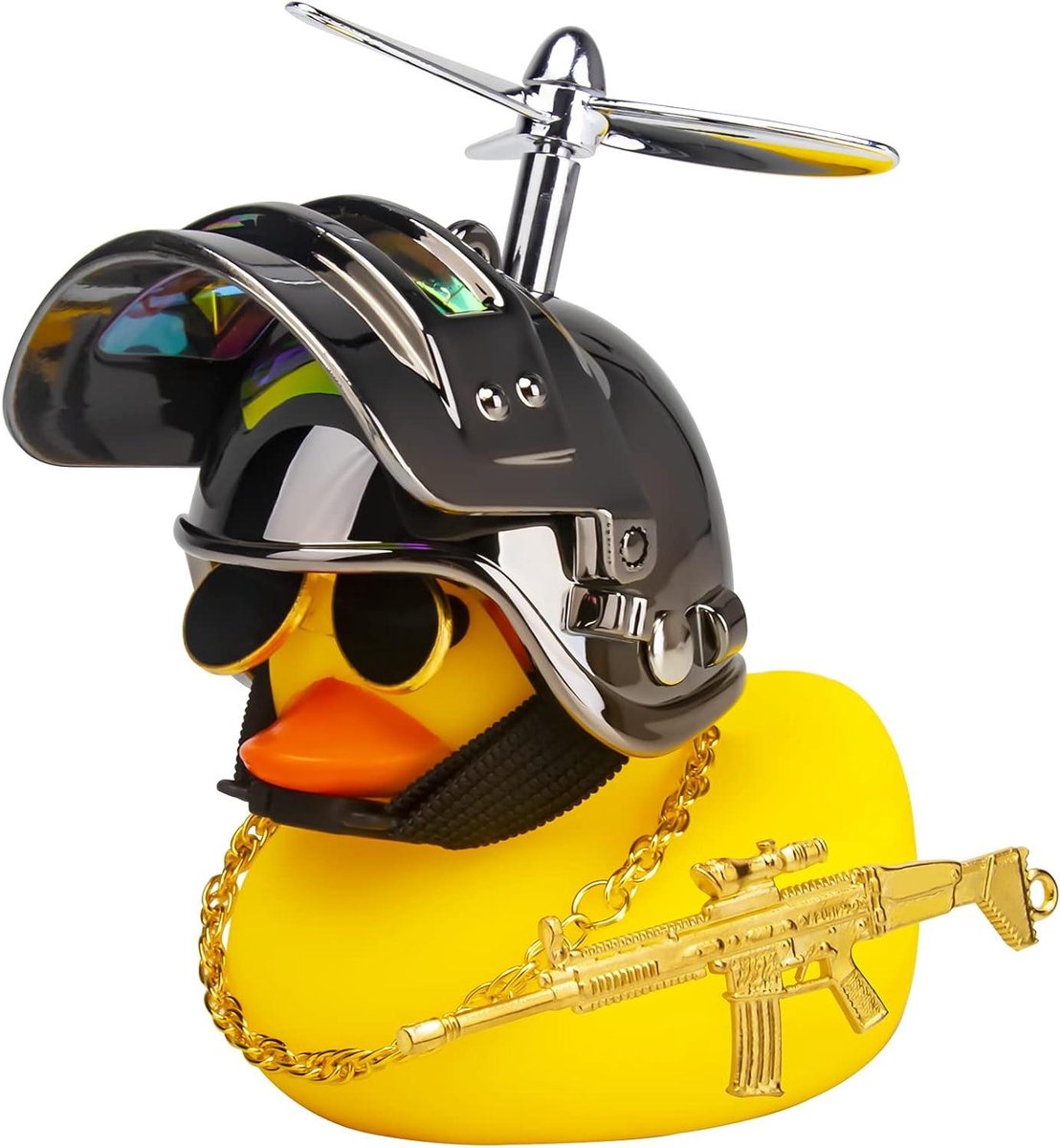 Rubber Eend Auto Decoratie - Dashboard Eend Propeller - Auto Opvrolijken - Met Draaiende Propeller - 3.34 Inch - Geel