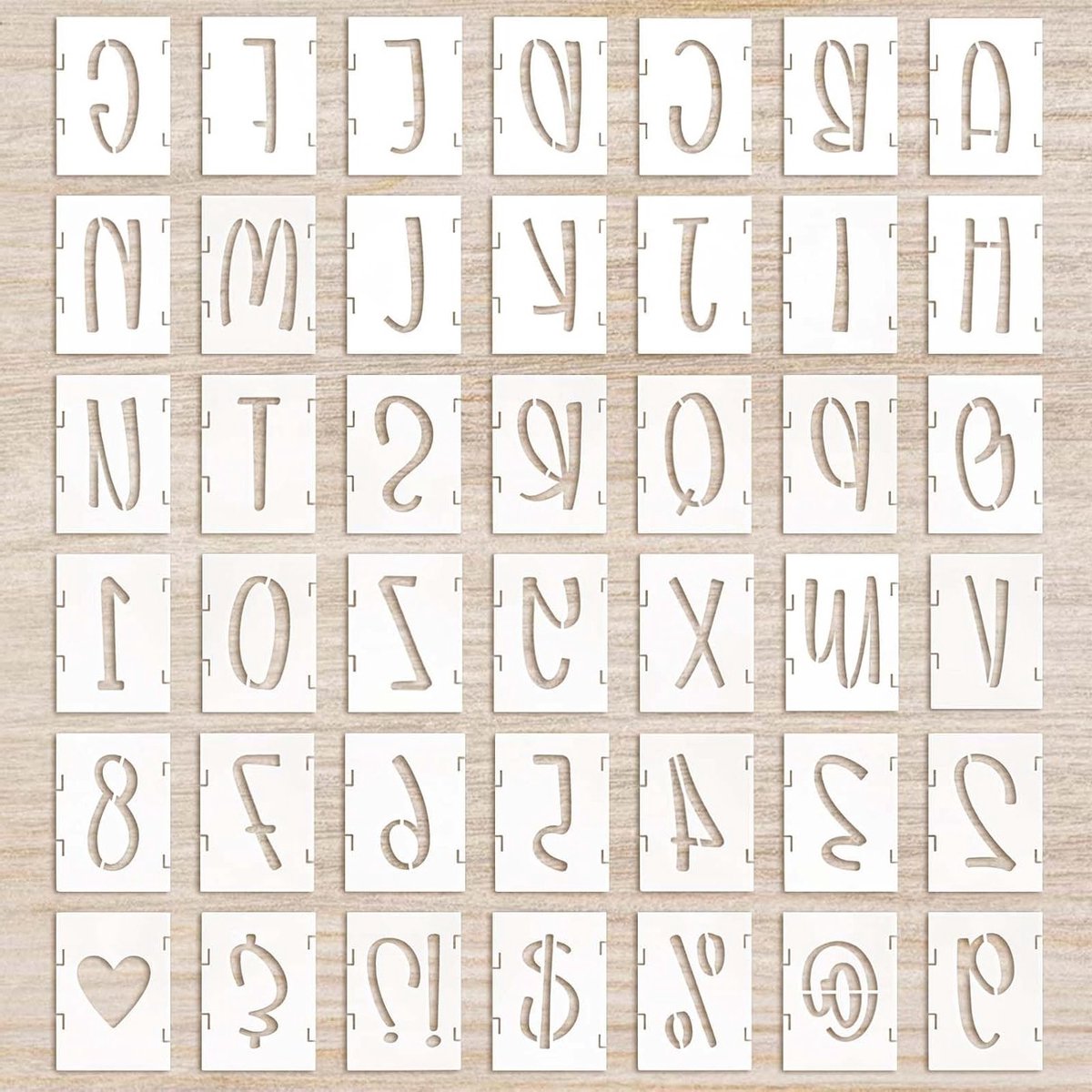 Herbruikbare 5 Inch Italic Sjablonen voor Letters en Cijfers - 42 Stuks voor Creatieve Projecten, Borduren en Schilderen van Houten Borden en Muurdecoratie