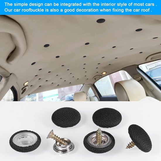 65 stuks autohemel-reparatieset, autoreparatie klinknagels, autodak, klinknagels, auto dakhemelreparatie, met spelden, schroevendraaier, meetlint, voor auto's, zwart — afbeelding 3