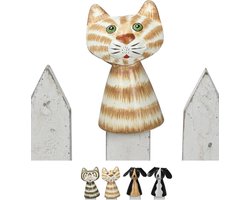 NETPROSHOP Kleine omheining figuur kat of hond hek kruk metaal Hoogte ca. 8 cm, selectie: Luna
