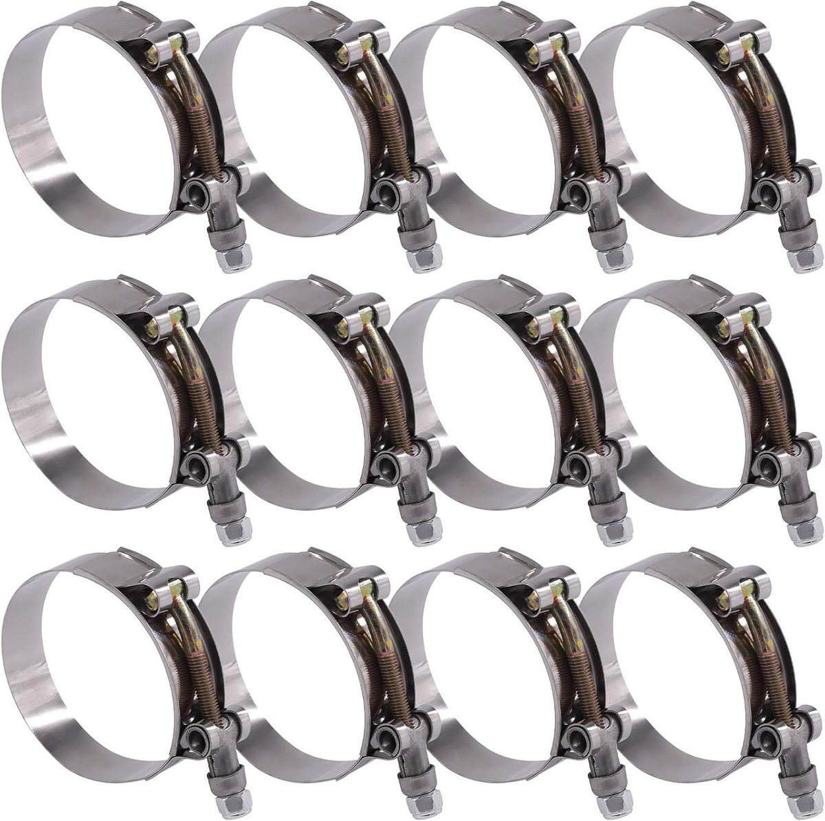 12 Stuks RVS T-Bolt Slangklemmen 63-71mm voor Turbo Inlaat en Intercooler Slangen