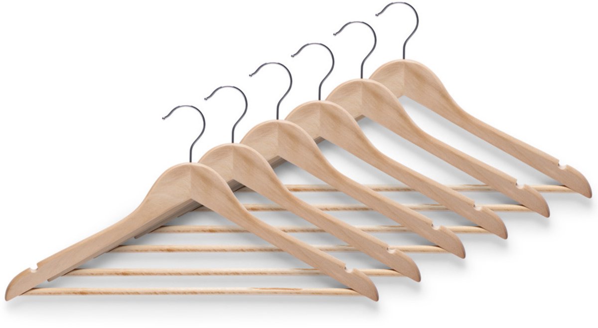 Zeller Kledinghangers - 10x - bruin - hout - met broekstang - 44 cm