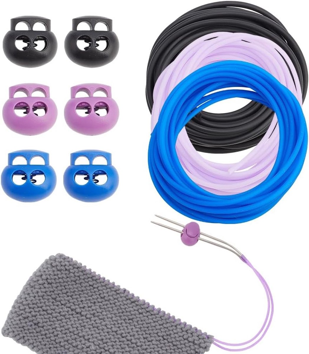 6-delige Set Stopper voor Breiwerk, Ovalen 2-Gat Plastic Koordsluiters met 3 Opbergzakken, Ideaal voor Haak- en Breiwerk, Knitting Accessoires en Bescherming voor Naalden