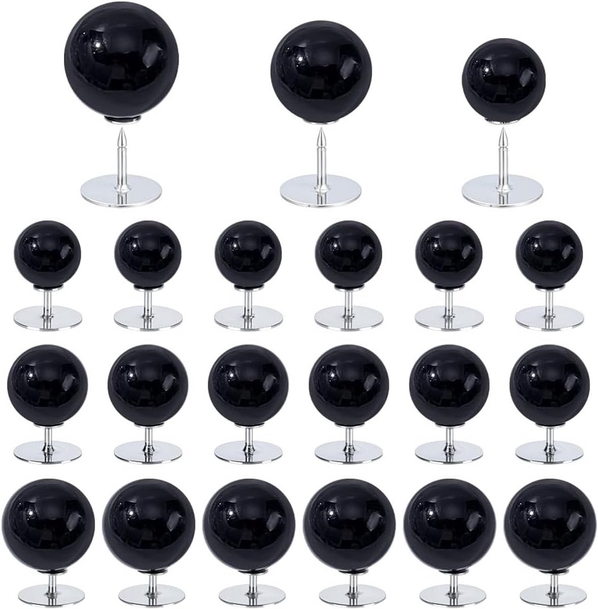 48 Stuks Pearl Knopen in 3 Maten, Herbruikbare Parels voor Kleding, DIY Mode Accessoires voor Blouses, Jurken en Sjaals, Zwart (10/12,5/14 mm)