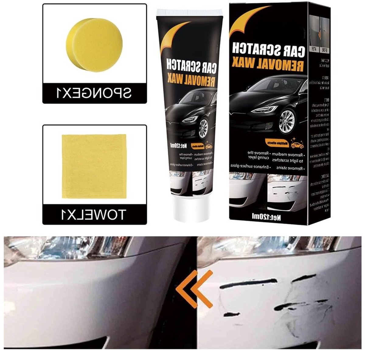 Complete Set voor het Verwijderen van Krassen op Auto's - Effectieve Krassenverwijderaar, Diepe Krassen Reparatie, Auto Lak Herstel, 120ml – foto 2