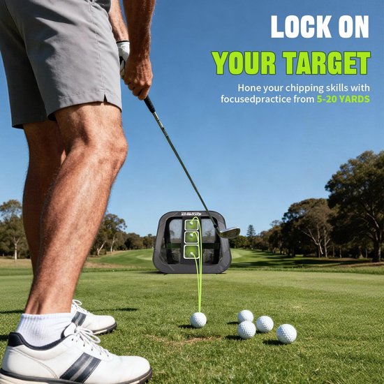 Golf Oefennet - Golf Chipping Net - 2-in-1 Trainingsnet - 76 x 76 cm - Golfnet voor Achtertuin - Driving & Chipping Praktijk - Golf Accessoires - Indoor & Outdoor - Cadeau voor Mannen - Draagbaar & Opvouwbaar - Golf Training - 1 Stuk van Merkloos — afbeelding 2