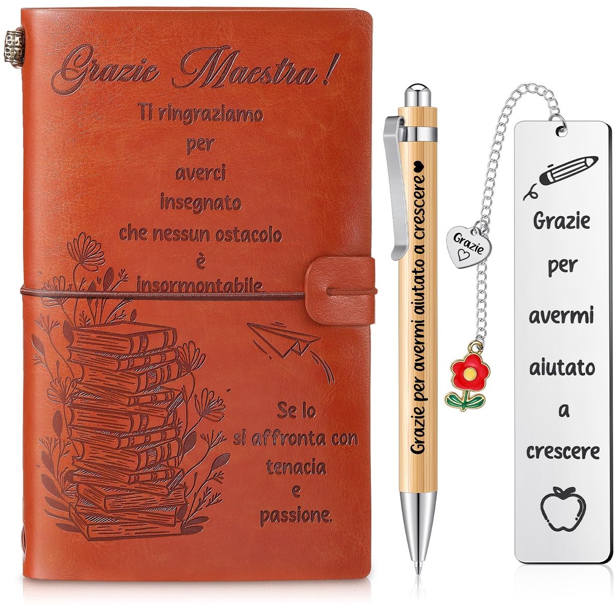 Cosensi - Thank You Set - Geschenkset voor Leraren - Inclusief Leerboek en Pennen - Perfect voor Afscheid en Bedankjes - 3-delig - Geschikt voor St...