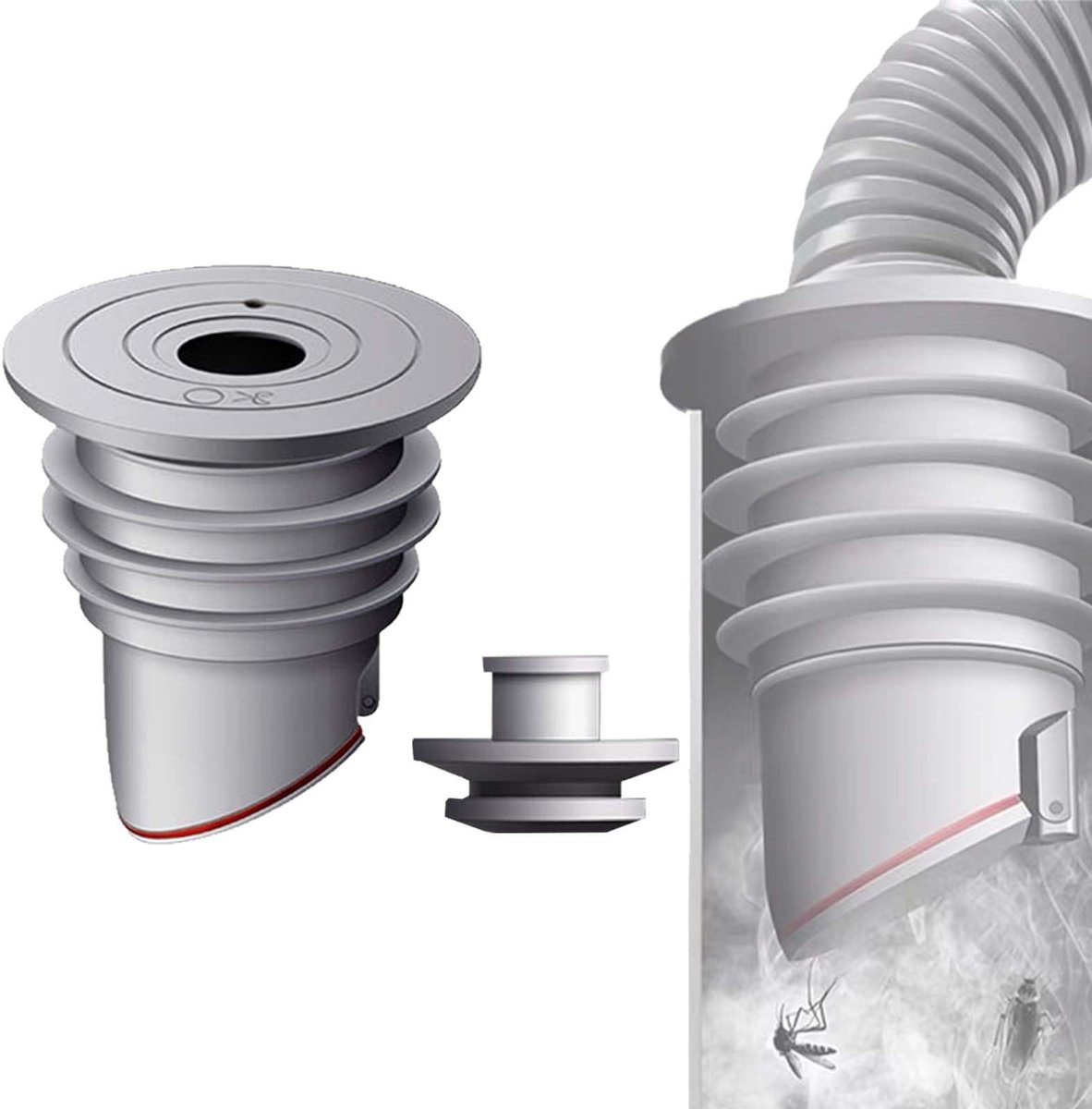 Cosensi - Afvoerslang Seal - Siliconen Dichting - Perfect voor Wasmachine - Grijs - Waterdichte Stop - Geschikt voor Afvoerleidingen - 45-50mm
