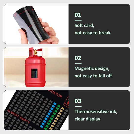Cosensi - Magnetische Gasfles Niveau Indicator - Herbruikbaar - Eenvoudig te Installeren - Temperatuur Gevoelig - Voor Camping en Barbecue - Geschi... — afbeelding 4