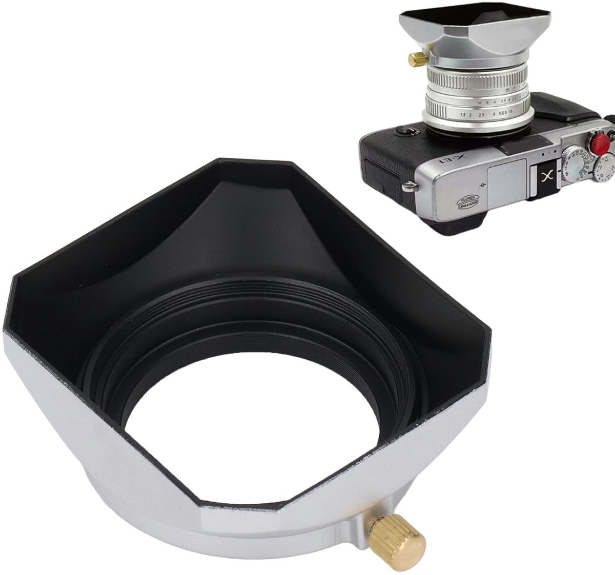 Plyisty 43mm Zonnekap - Silver Vierkante Lenshood voor Digitale Camera