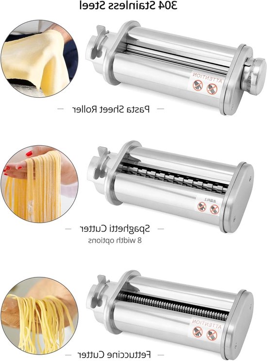 Set van 3 Pastarollers en Spaghetti Cutter voor Bosch Keukenmachines - Fettuccine Accessoires voor Thuis Koken van Merkloos — afbeelding 5