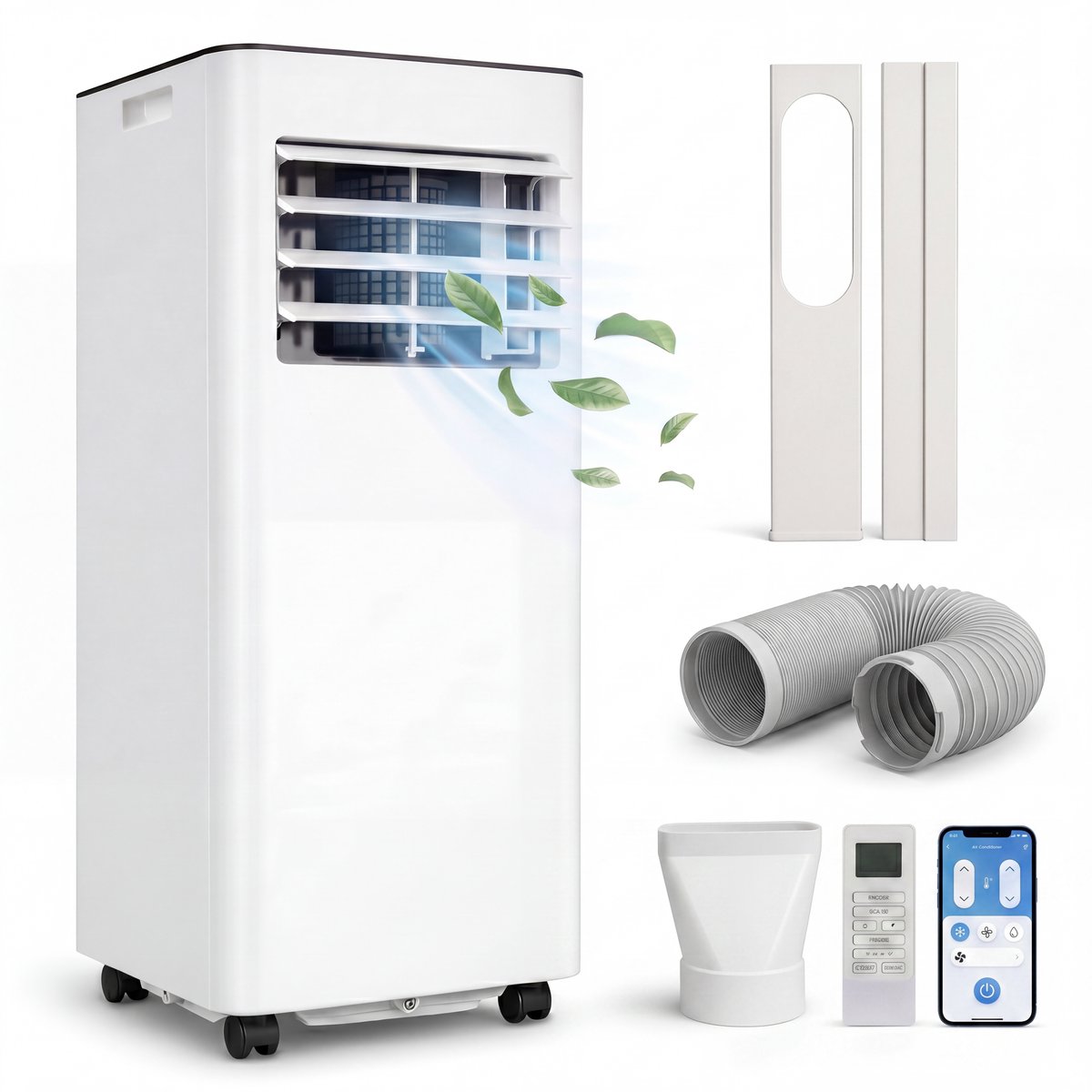 Komodo Mobiele Airco 9000 BTU – 3-in-1 Airconditioner (Koelen, Ventileren & Ontvochtigen) – Met Afvoerslang & Afstandsbediening – Mobiele Airconditioning