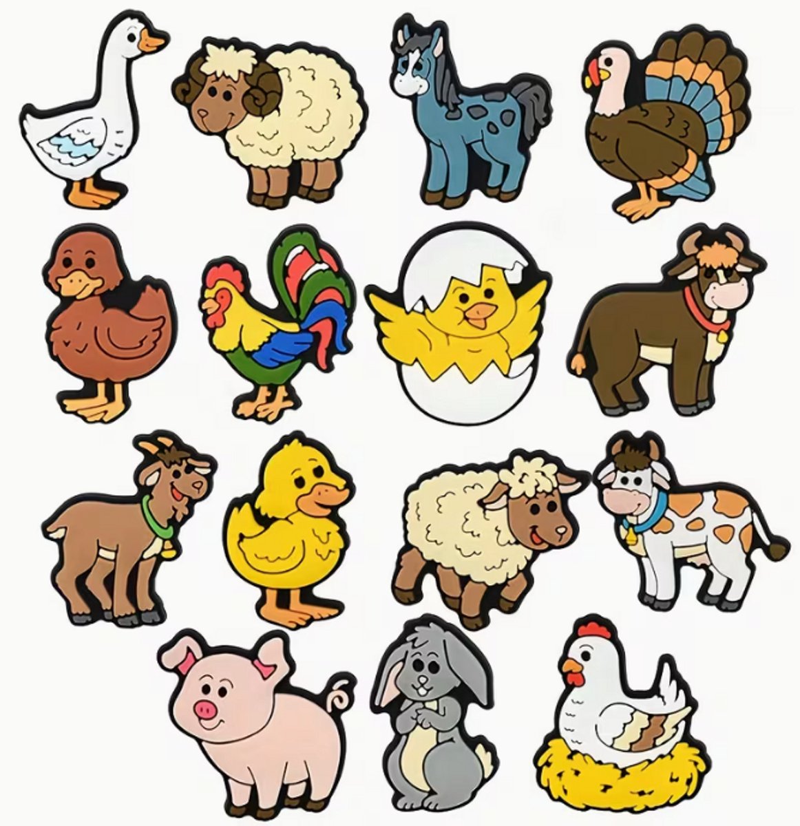 Schoen pins boerderijdieren - schoen pins boerderij - schoenbedels dieren - schoenaccessoires - ook geschikt voor crocs