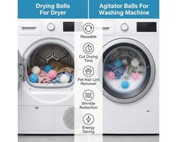 Wasdroger Balls Herbruikbare Anti Static 6 Pack, Mini Spiky Washer Agitator voor Huisdieren Haarverwijdering, Wasmachine Balls om Rimpels te verminderen, Droogtijd voor Fluffing Down Jacket, Beddengoed (Assorteerde Kleuren)