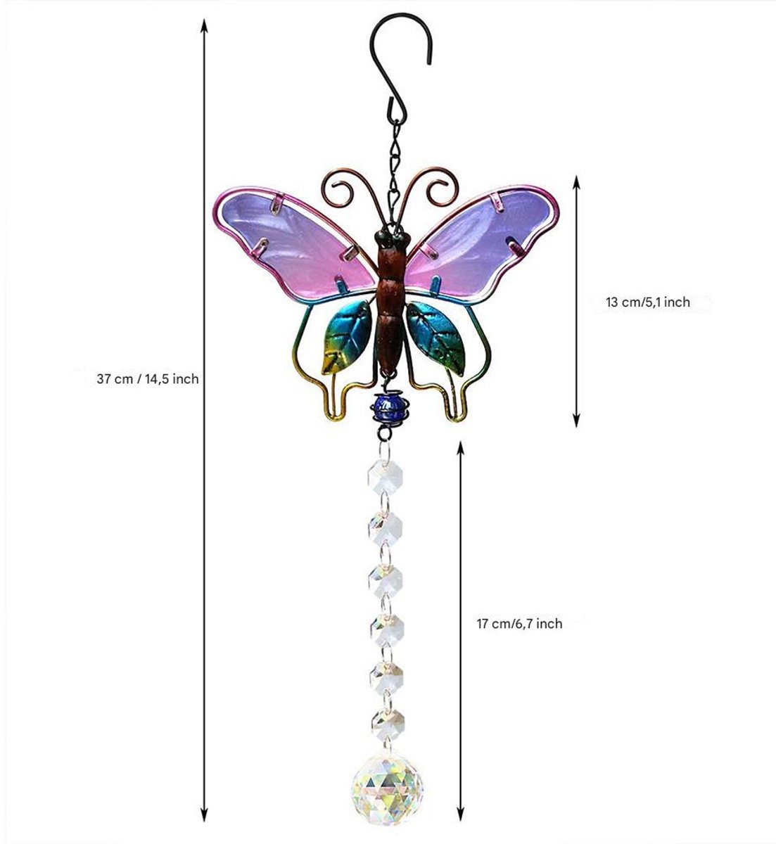 TuseRxln Crystal Suncatcher - Butterfly Ornament - Voor Venster En Tuin - 2 Stuks - Transparant