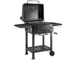 Premie Houtskool Barbecue - Smoker Barbecue - Barbecuegrill - Grillwagen - Houtskoolgrill - Houtskoolgrill met Deksel, Thermometer, Handvat & Bijzettafel - BBQ voor buiten, tuin - Zwart